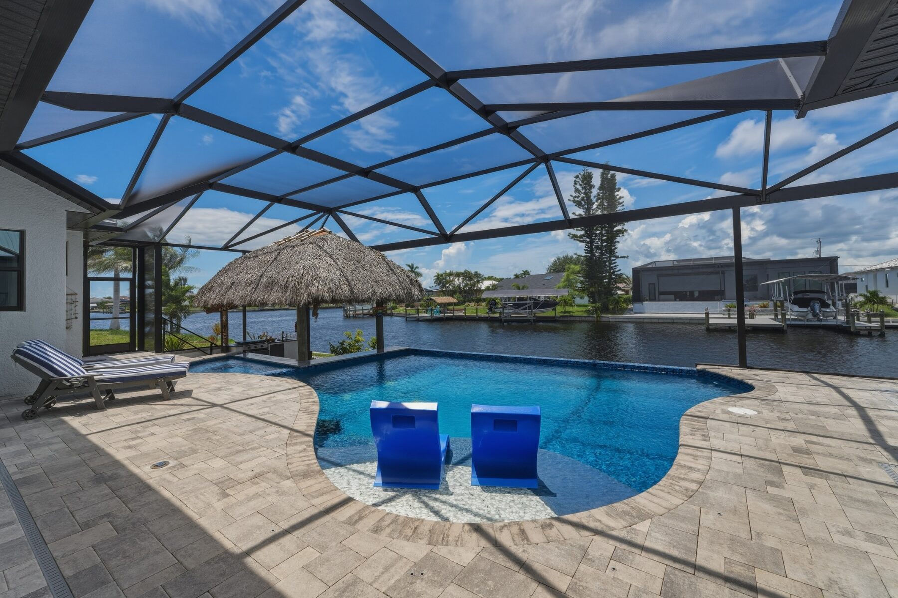Private pool overlooking the Cape Coral canal